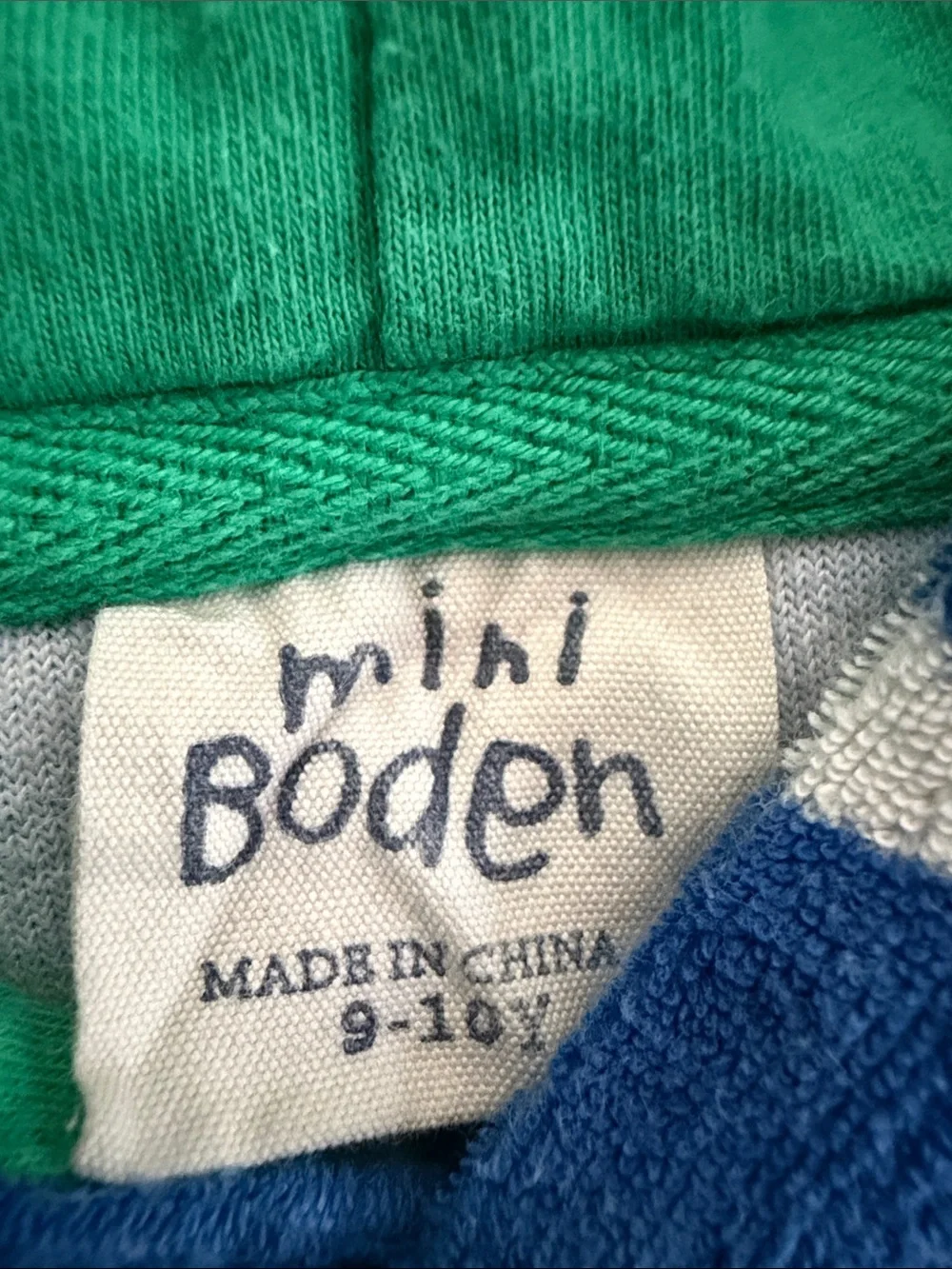 Mini Boden Blue Starred Kids Toweling Hoodie